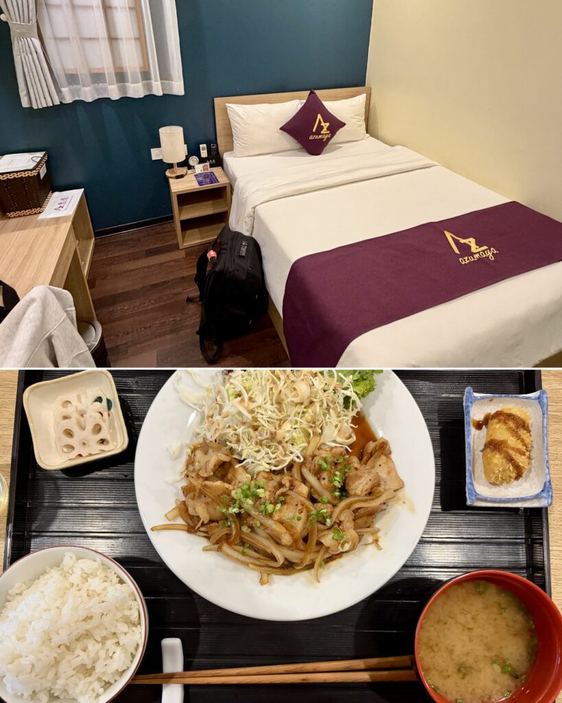 ハノイの日系ホテルの客室と朝の定食